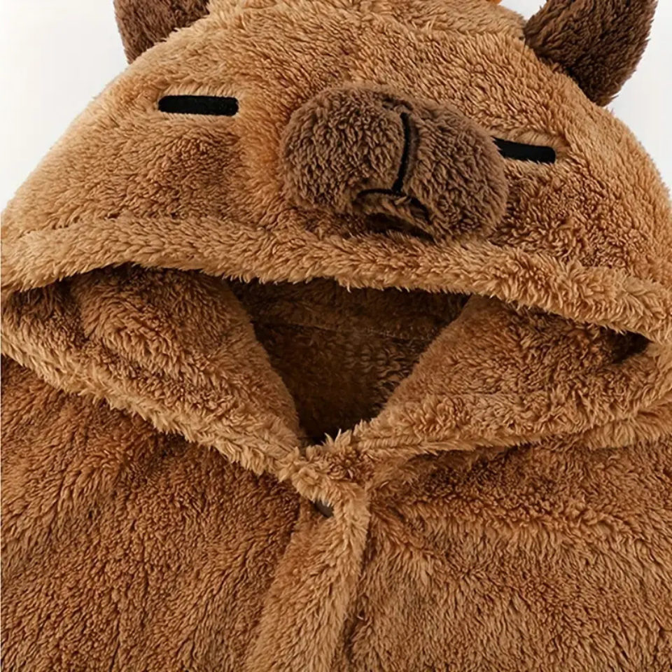 Capybara Pajama Set – Warm 2-Piece Winter Sleepwear for Adults