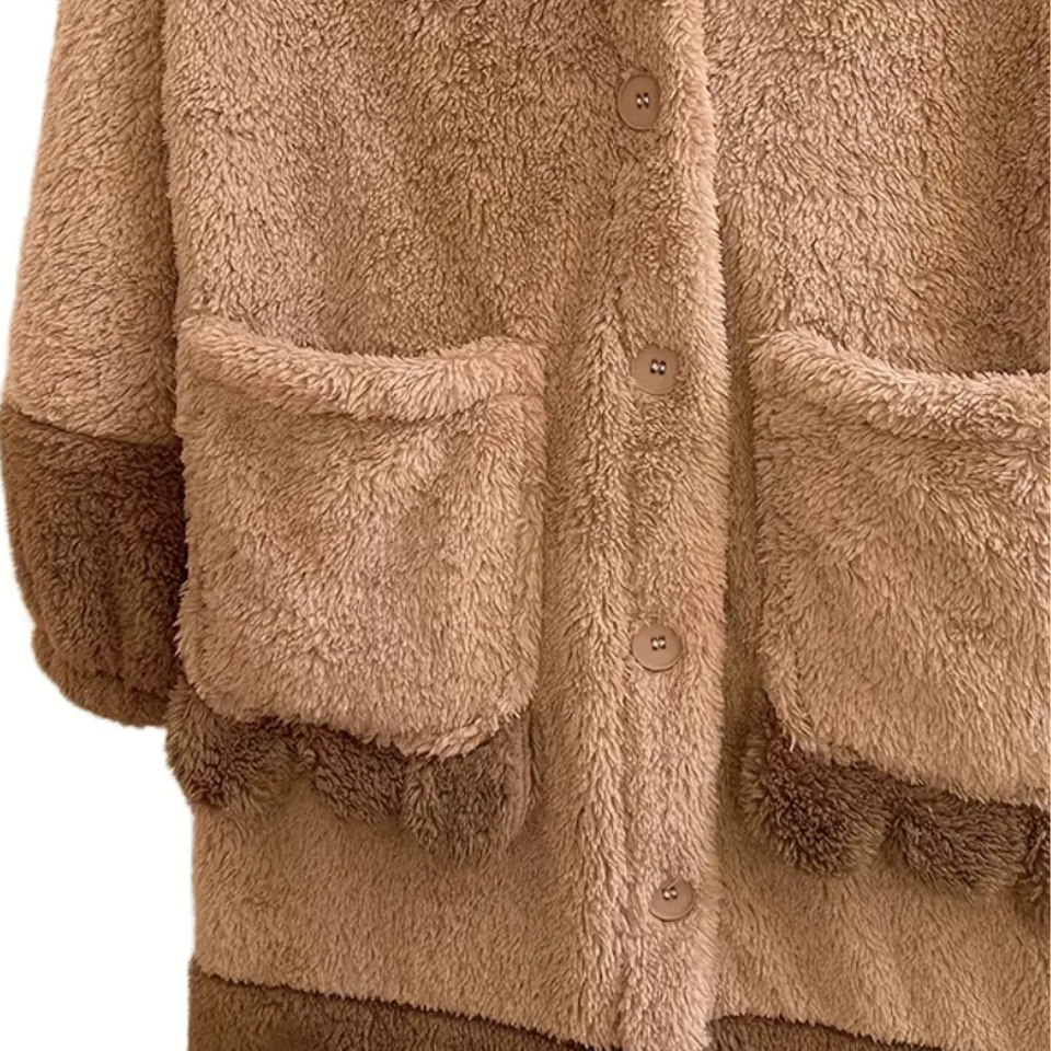Capybara Pajama Set – Warm 2-Piece Winter Sleepwear for Adults