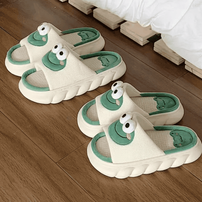 Cute Frog Slippers – Open-Toe Comfy Plush House Shoes
