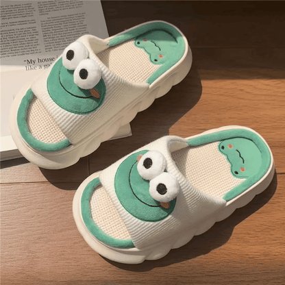Cute Frog Slippers – Open-Toe Comfy Plush House Shoes
