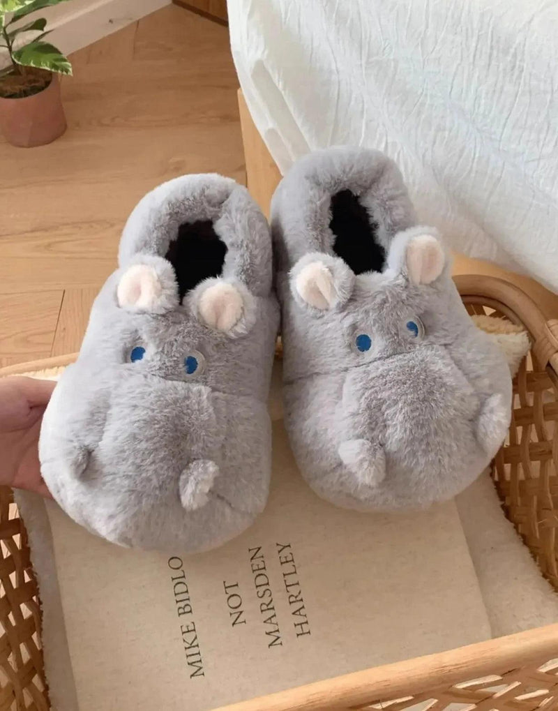 Snuggle Hippo Plush Slippers - ZooFeet