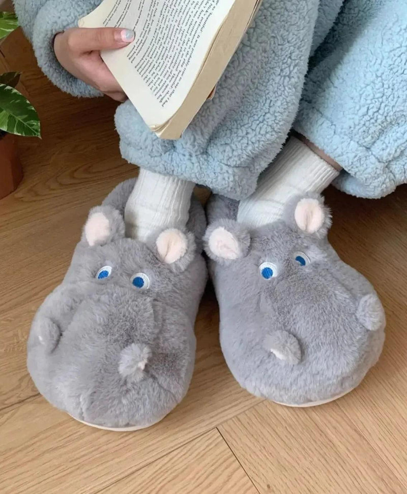 Snuggle Hippo Plush Slippers - ZooFeet