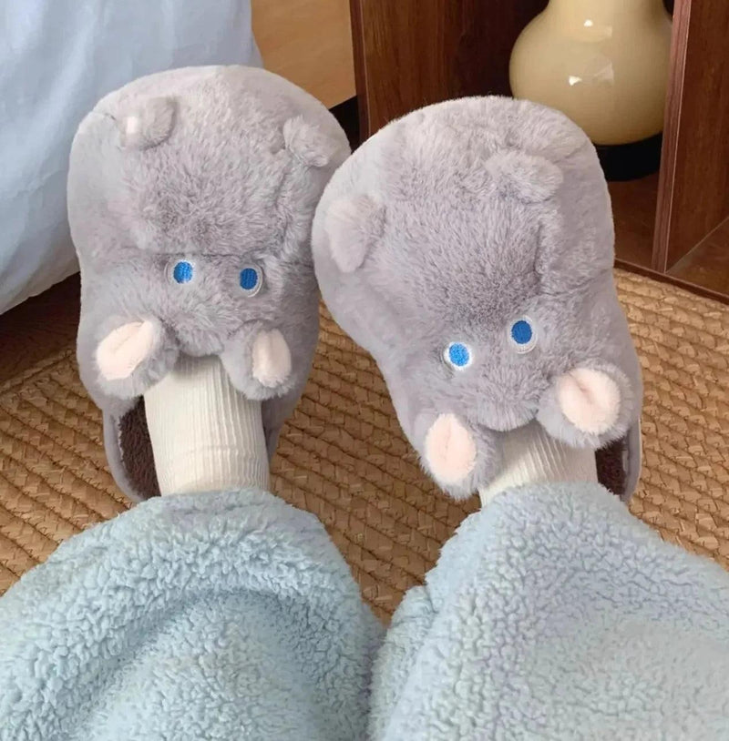 Snuggle Hippo Plush Slippers - ZooFeet