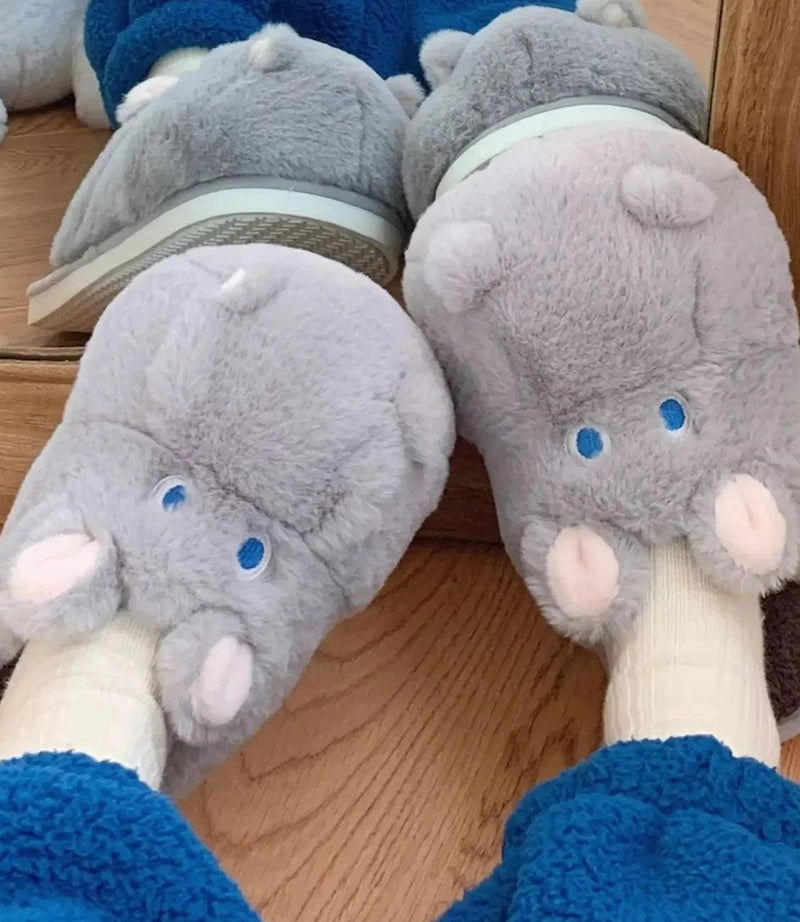 Snuggle Hippo Plush Slippers - ZooFeet