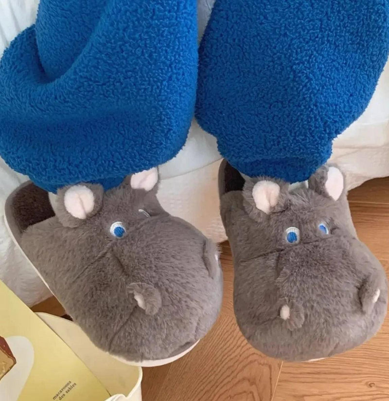 Snuggle Hippo Plush Slippers - ZooFeet