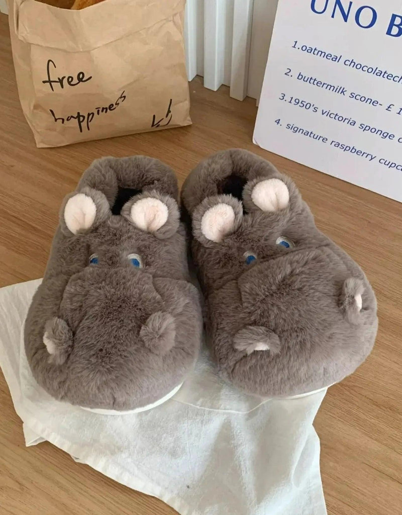 Snuggle Hippo Plush Slippers - ZooFeet