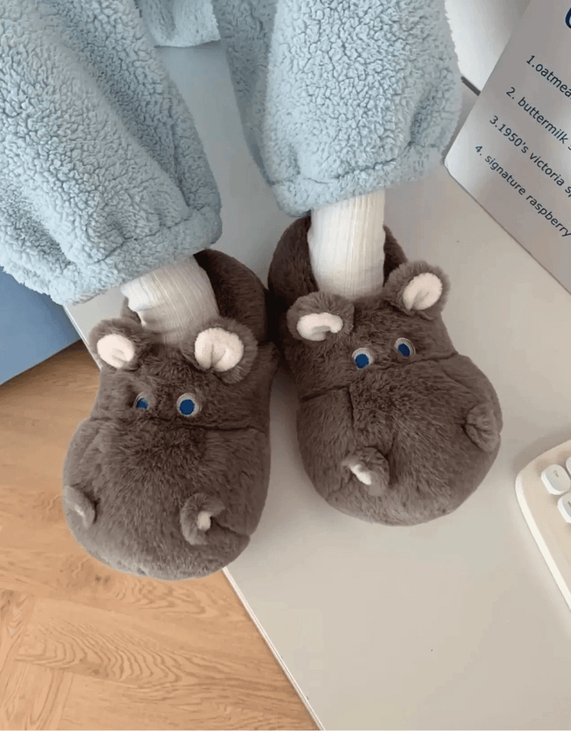 Snuggle Hippo Plush Slippers - ZooFeet