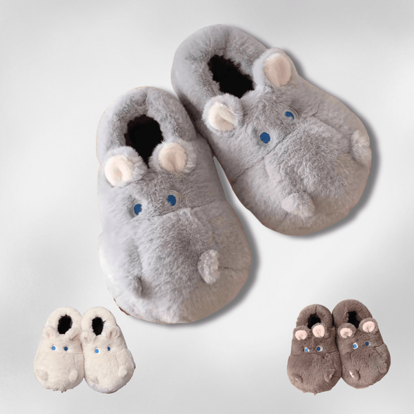 Snuggle Hippo Plush Slippers - ZooFeet