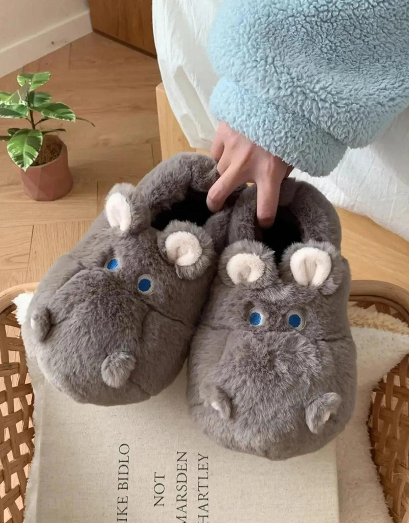 Snuggle Hippo Plush Slippers - ZooFeet